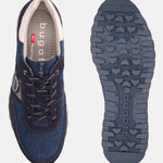 A blue Men's bugatti Sneakers featuring a round  plain toe, zero heels heel. Made from suede leather with a durable eva outsole, this laces design offers both style and comfort.