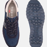 A blue Men's bugatti Sneakers featuring a round  plain toe, zero heels heel. Made from suede leather with a durable eva outsole, this laces design offers both style and comfort.
