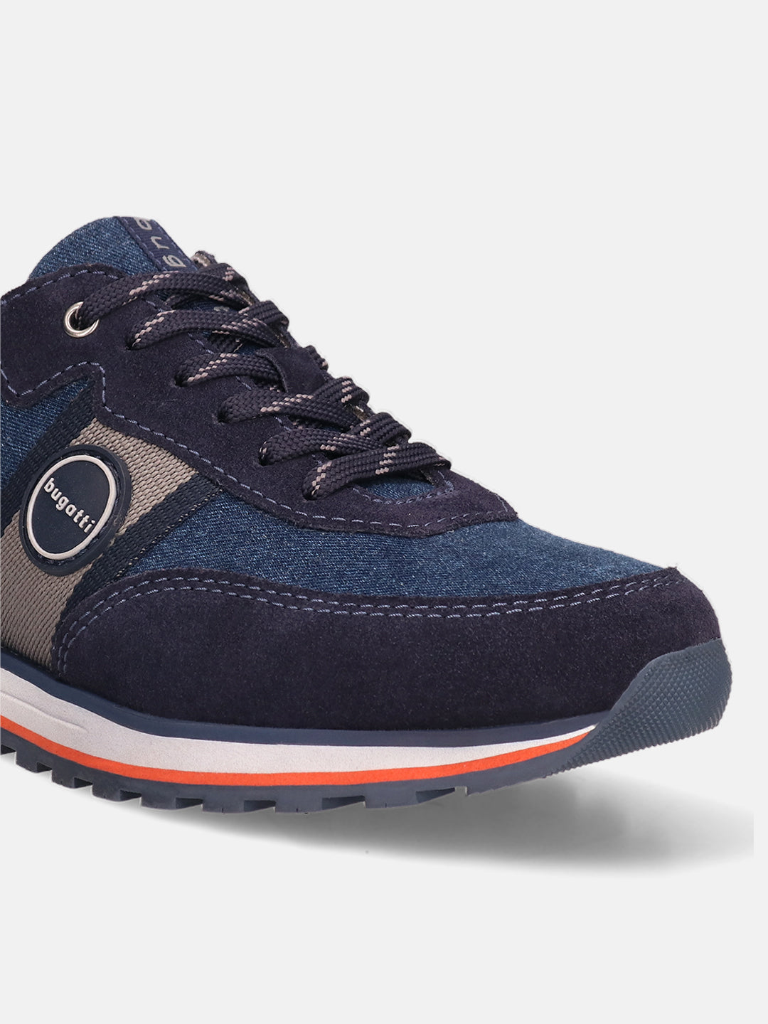 A blue Men's bugatti Sneakers featuring a round  plain toe, zero heels heel. Made from suede leather with a durable eva outsole, this laces design offers both style and comfort.