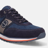 A blue Men's bugatti Sneakers featuring a round  plain toe, zero heels heel. Made from suede leather with a durable eva outsole, this laces design offers both style and comfort.