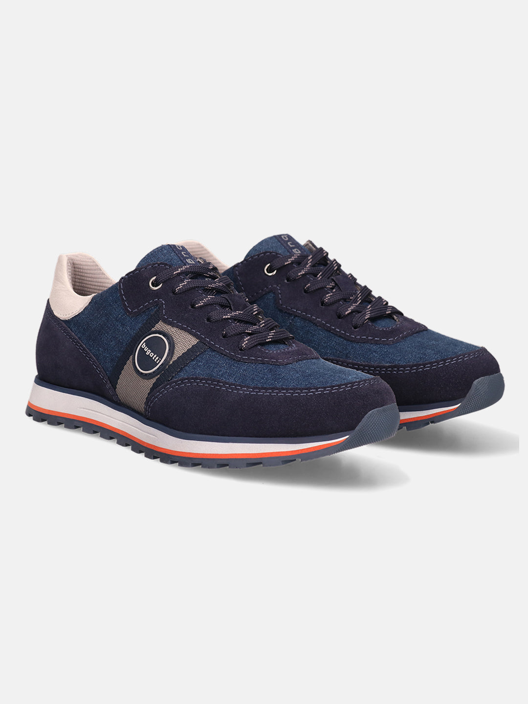 A blue Men's bugatti Sneakers featuring a round  plain toe, zero heels heel. Made from suede leather with a durable eva outsole, this laces design offers both style and comfort.