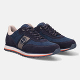 A blue Men's bugatti Sneakers featuring a round  plain toe, zero heels heel. Made from suede leather with a durable eva outsole, this laces design offers both style and comfort.