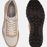 Sand premium leather sneakers by bugatti with white laces, suede accents, and lug soles.