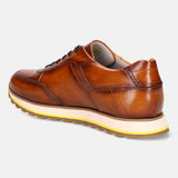 A cognac Men's bugatti Sneakers featuring a round  plain toe, zero heels heel. Made from premium genuine leather with a durable eva outsole, this laces design offers both style and comfort.