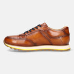 A cognac Men's bugatti Sneakers featuring a round  plain toe, zero heels heel. Made from premium genuine leather with a durable eva outsole, this laces design offers both style and comfort.