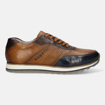 A blue Men's bugatti Sneakers featuring a round toe plain toe, zero heels heel. Made from premium genuine leather with a durable eva outsole, this laces design offers both style and comfort.