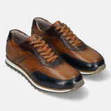 A blue Men's bugatti Sneakers featuring a round toe plain toe, zero heels heel. Made from premium genuine leather with a durable eva outsole, this laces design offers both style and comfort.