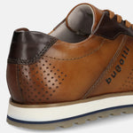 A blue Men's bugatti Sneakers featuring a round toe plain toe, zero heels heel. Made from premium genuine leather with a durable eva outsole, this laces design offers both style and comfort.