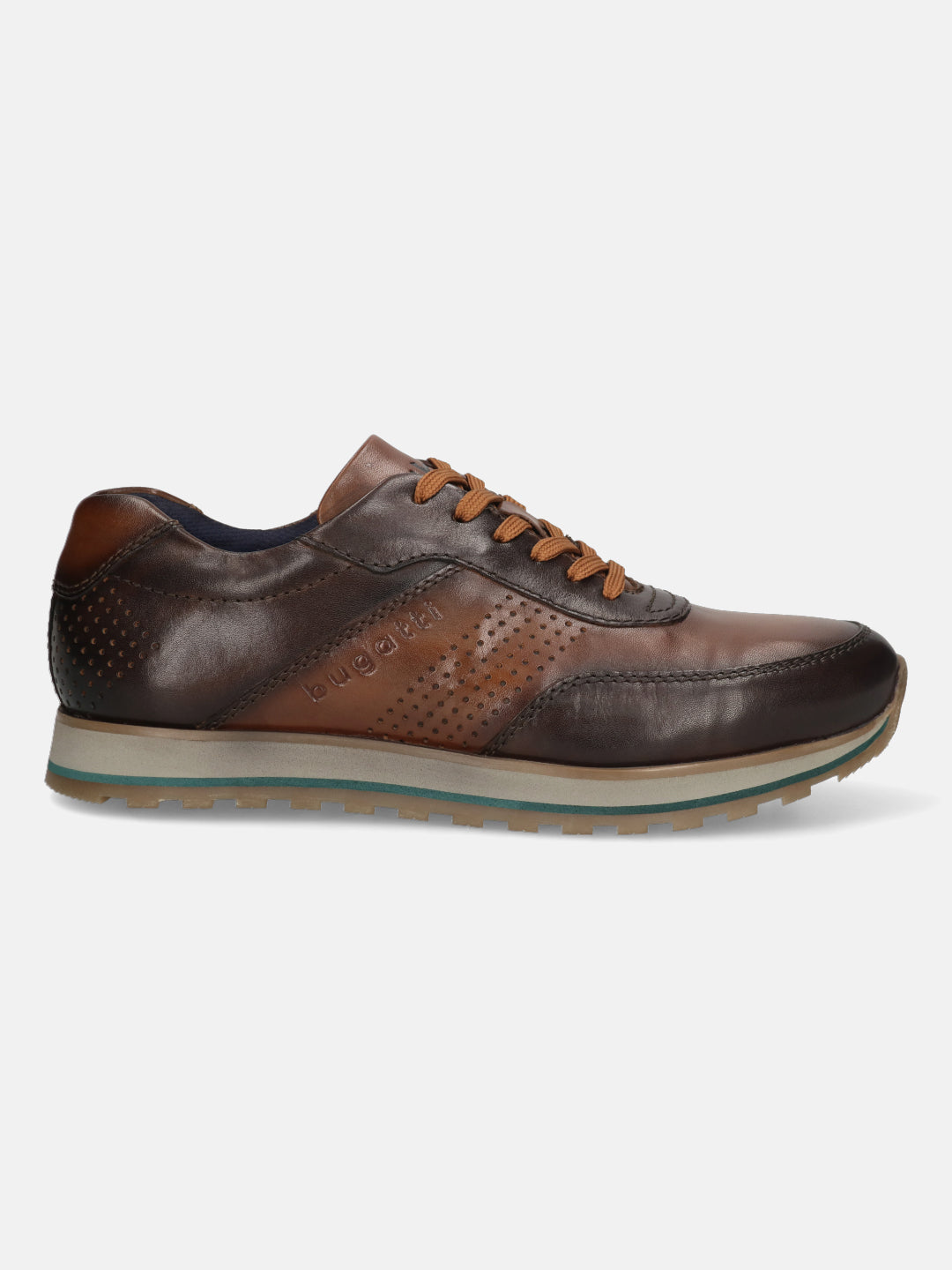 A brown Men's bugatti Sneakers featuring a round toe plain toe, zero heels heel. Made from premium genuine leather with a durable eva outsole, this laces design offers both style and comfort.