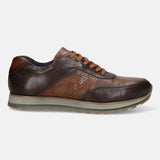 A brown Men's bugatti Sneakers featuring a round toe plain toe, zero heels heel. Made from premium genuine leather with a durable eva outsole, this laces design offers both style and comfort.