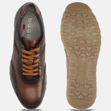 A brown Men's bugatti Sneakers featuring a round toe plain toe, zero heels heel. Made from premium genuine leather with a durable eva outsole, this laces design offers both style and comfort.