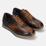 A brown Men's bugatti Sneakers featuring a round toe plain toe, zero heels heel. Made from premium genuine leather with a durable eva outsole, this laces design offers both style and comfort.