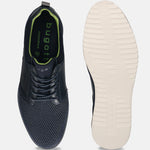 Dark blue casual shoes by bugatti featuring lace-up closure, mesh texture on the vamp, and contrasting sole.