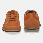 Orange casual shoes by bugatti, featuring textured uppers with tonal laces and contrasting striped soles.