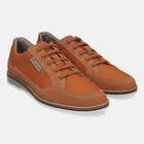 Orange casual shoes by bugatti, with suede and mesh panels, plus tonal laces.
