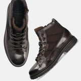 A brown Men's bugatti Ankle Boots featuring a round toe plain toe, moulded  heel. Made from premium genuine leather with a durable tr outsole, this zipper design offers both style and comfort.