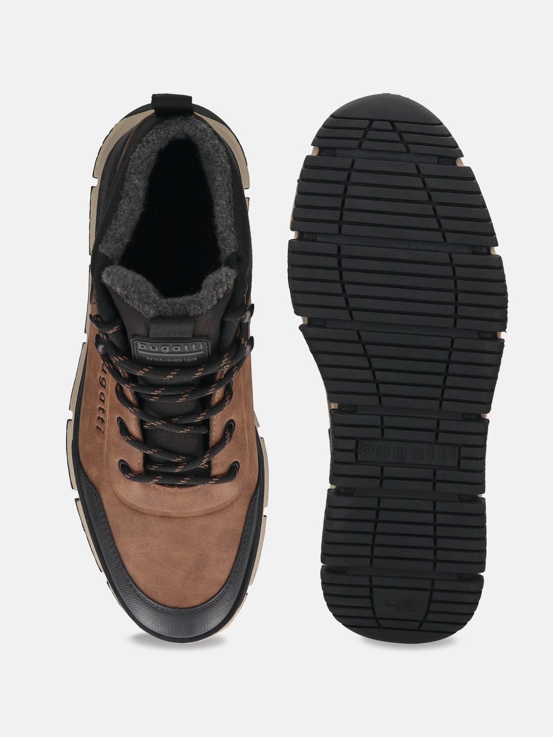 A cognac Men's bugatti Outdoor Sneakers featuring a round toe plain toe, zero heels heel. Made from synthetic with a durable eva outsole, this laces design offers both style and comfort.