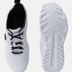 White Nubola sneakers by bugatti, featuring a breathable lining, black laces, and a patterned white sole.