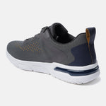 A grey Men's bugatti Sneakers featuring a round plain toe, zero heels heel. Made from textile with a durable eva outsole, this laces design offers both style and comfort.
