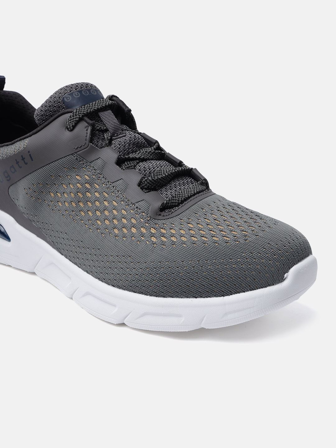 A grey Men's bugatti Sneakers featuring a round plain toe, zero heels heel. Made from textile with a durable eva outsole, this laces design offers both style and comfort.