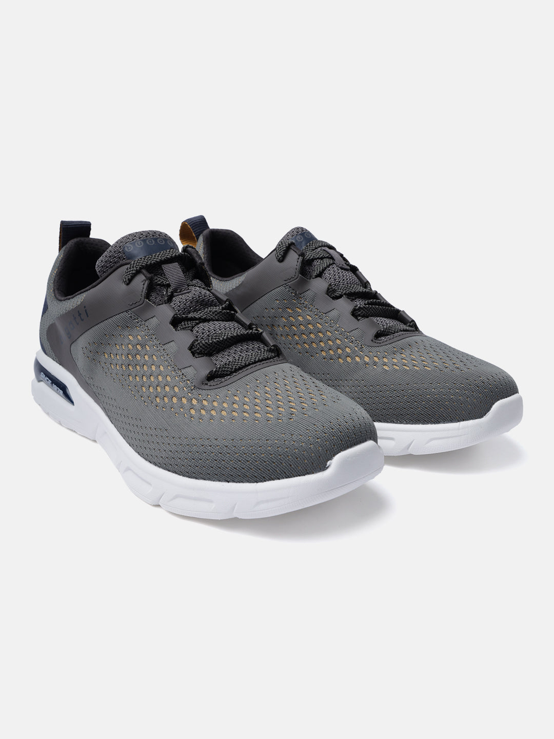 A grey Men's bugatti Sneakers featuring a round plain toe, zero heels heel. Made from textile with a durable eva outsole, this laces design offers both style and comfort.