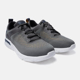 A grey Men's bugatti Sneakers featuring a round plain toe, zero heels heel. Made from textile with a durable eva outsole, this laces design offers both style and comfort.