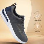 Dark grey Nubola mid top sneakers by bugatti, with white soles and easy lace design.