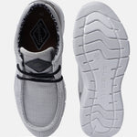 Light grey mid-top sneakers by Bugatti, displaying both the top and sole, with dark laces.