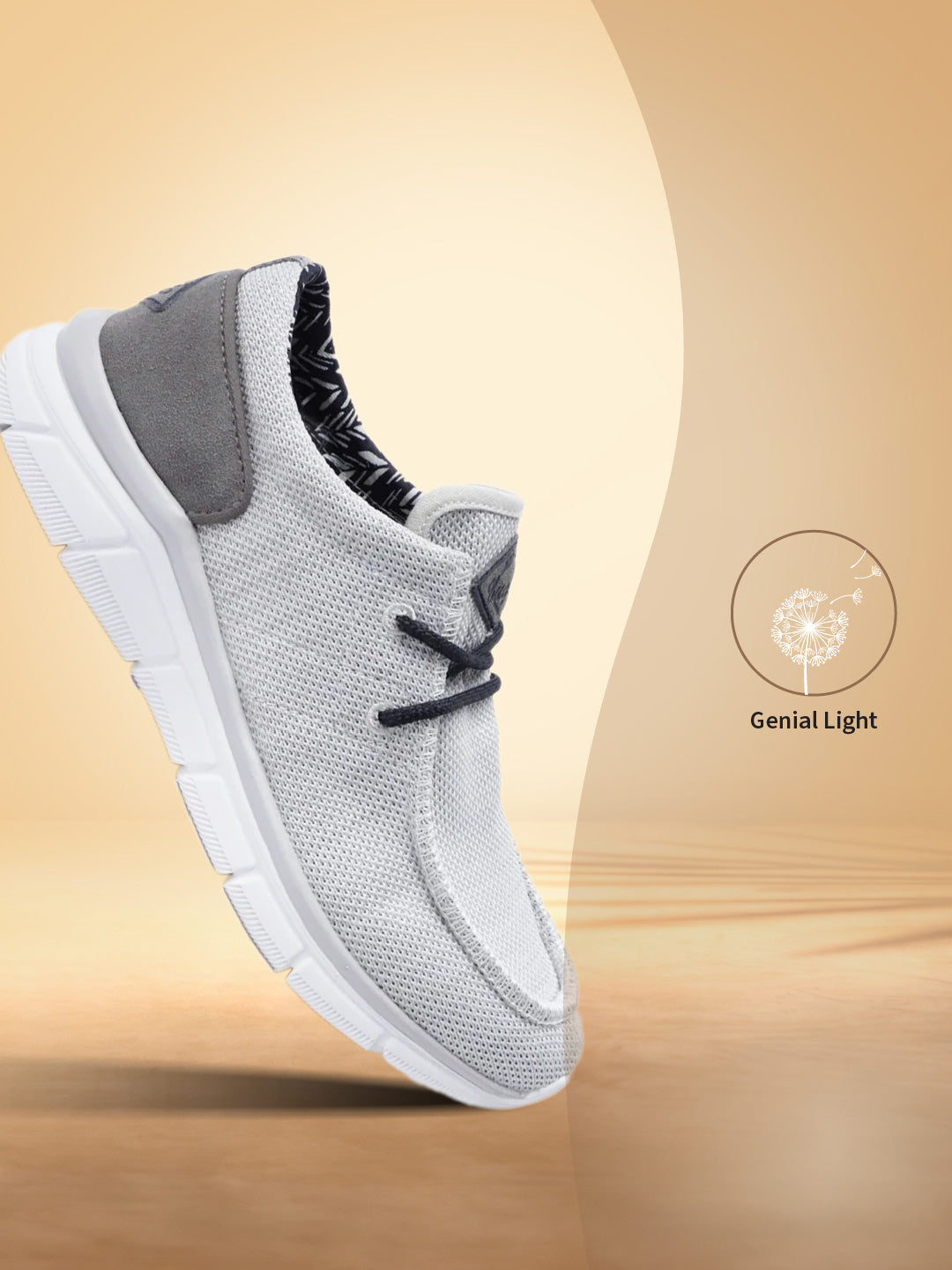 Grey mid top sneaker by bugatti, with a suede heel and knit upper.