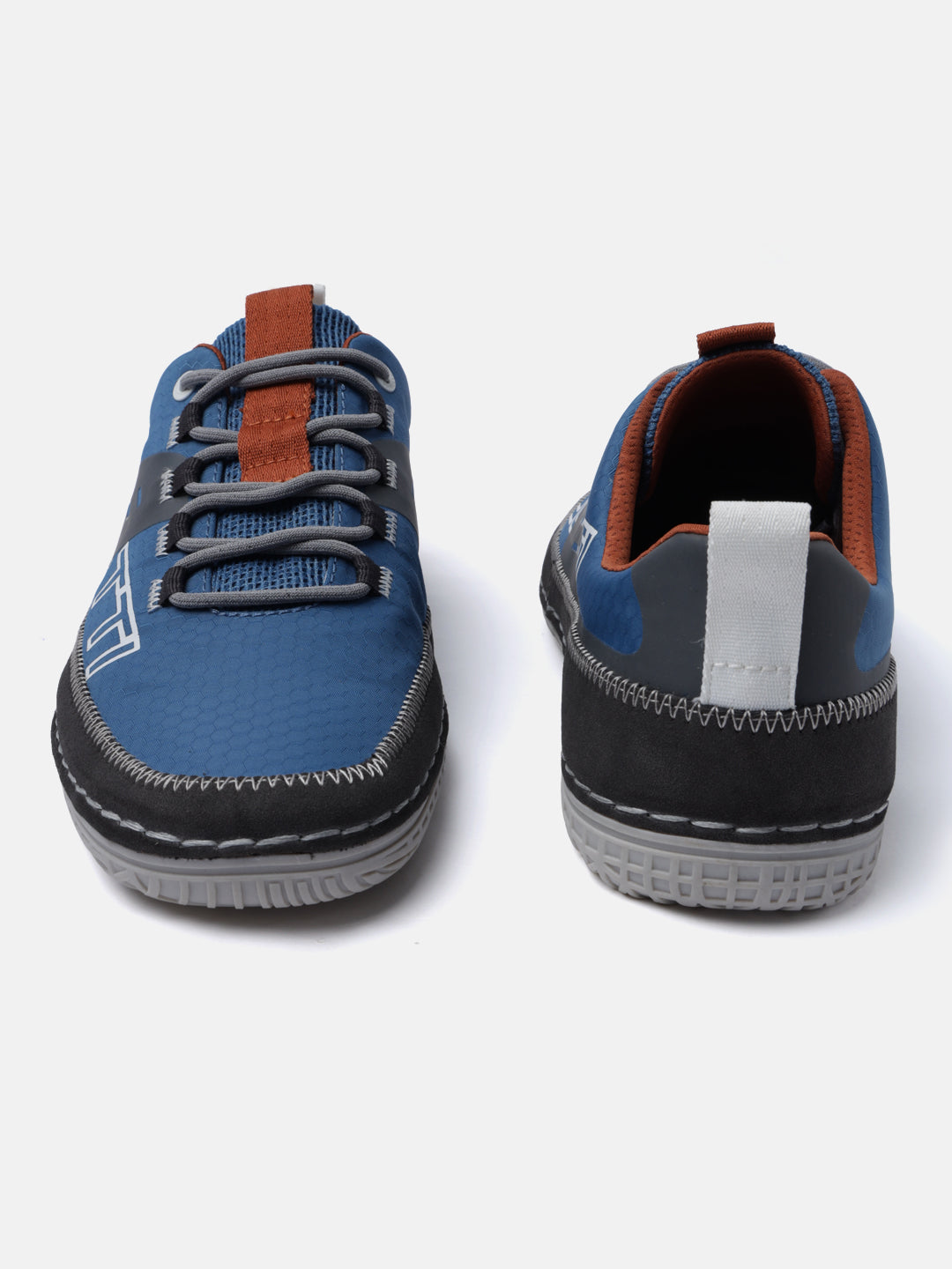 Blue Bimini comfort sneakers by bugatti with gray laces, brown accents, and black trim.