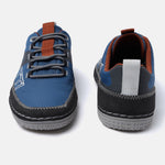 Blue Bimini comfort sneakers by bugatti with gray laces, brown accents, and black trim.