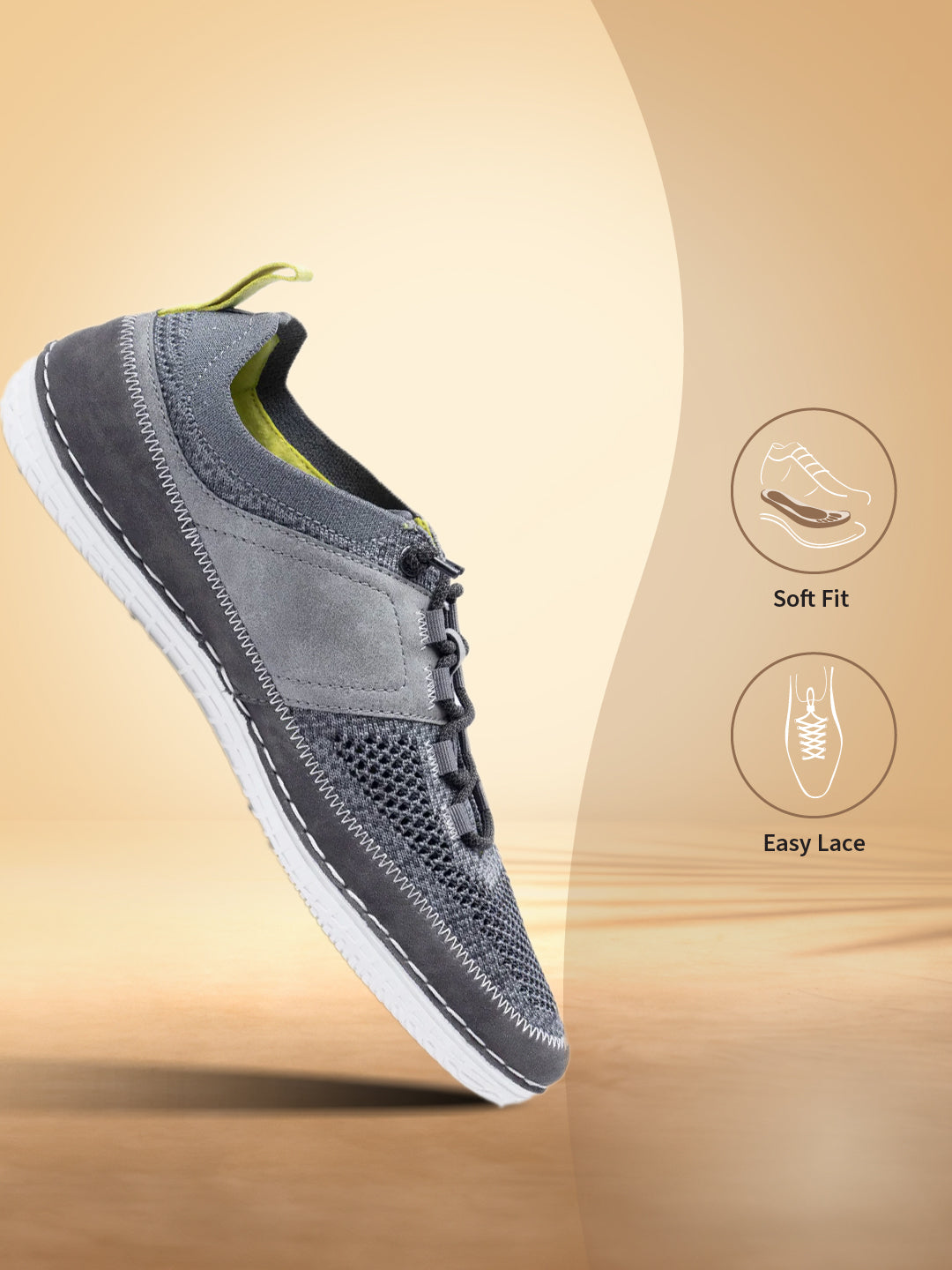 Grey low-top sneaker by bugatti with white sole and easy lace detail.