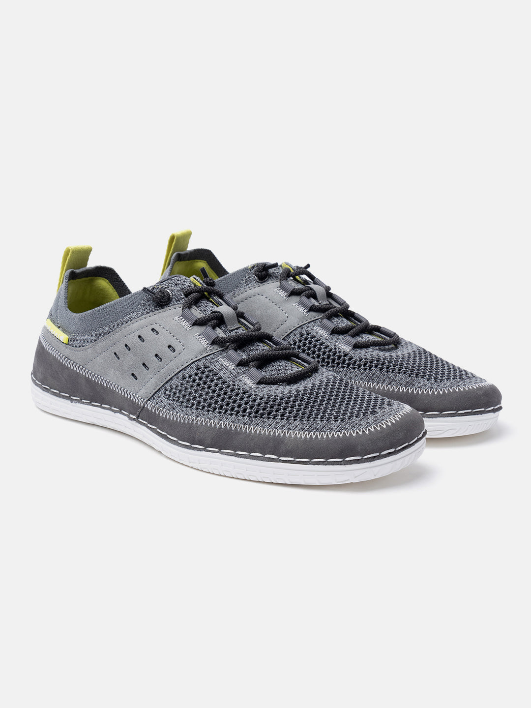 Grey comfort low-top sneakers by bugatti, with black laces and light-colored soles.