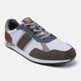 Multicolor comfort sneakers by bugatti, with brown and blue accents, and gray laces.