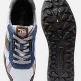 Multicolor sneakers by bugatti with gray shoelaces, brown accents, and textured black soles.