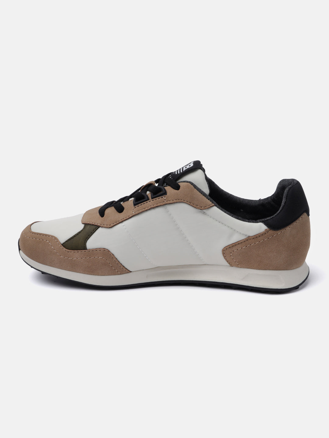 Beige casual sneaker by bugatti, with brown suede accents, and black laces.