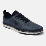 A blue Men's bugatti Sneakers featuring a round plain toe, zero heels heel. Made from synthetic with a durable tpr outsole, this laces design offers both style and comfort.