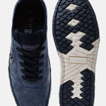 A blue Men's bugatti Sneakers featuring a round plain toe, zero heels heel. Made from synthetic with a durable tpr outsole, this laces design offers both style and comfort.