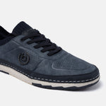 A blue Men's bugatti Sneakers featuring a round plain toe, zero heels heel. Made from synthetic with a durable tpr outsole, this laces design offers both style and comfort.