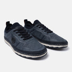 A blue Men's bugatti Sneakers featuring a round plain toe, zero heels heel. Made from synthetic with a durable tpr outsole, this laces design offers both style and comfort.