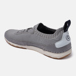 Grey comfort low top sneakers by bugatti with a knitted texture, suede accents, and back pull tab.