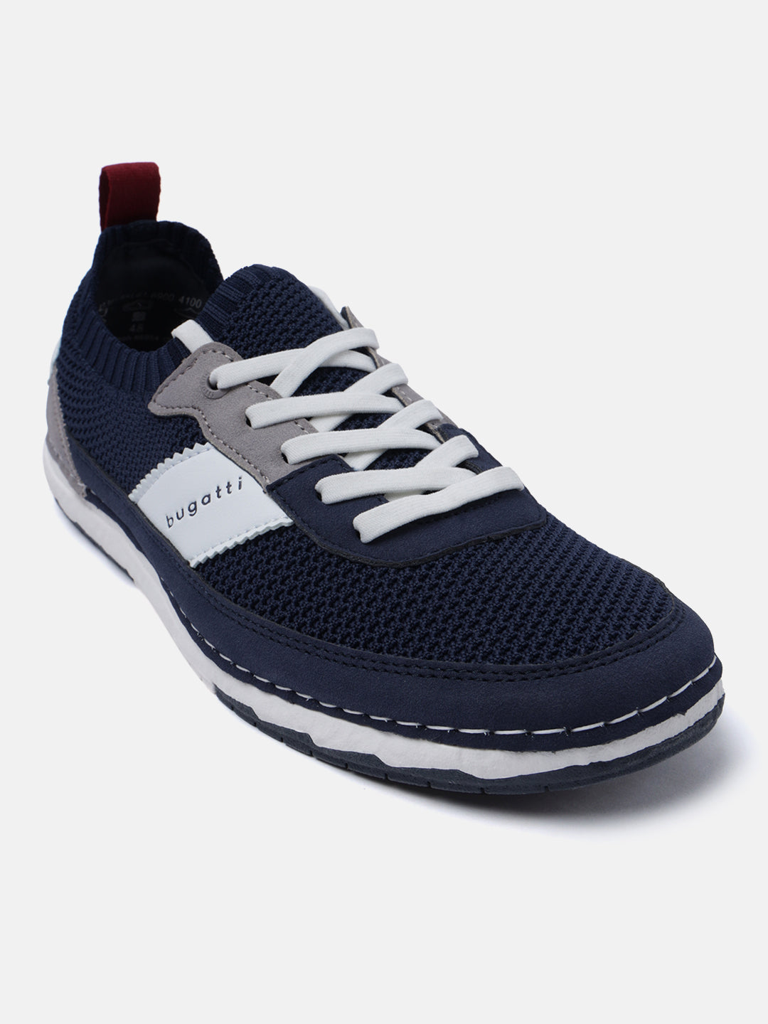 A blue Men's bugatti Sneakers featuring a round plain toe, zero heels heel. Made from textile with a durable tpr outsole, this laces design offers both style and comfort.