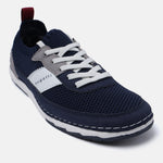 A blue Men's bugatti Sneakers featuring a round plain toe, zero heels heel. Made from textile with a durable tpr outsole, this laces design offers both style and comfort.
