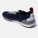 A blue Men's bugatti Sneakers featuring a round plain toe, zero heels heel. Made from textile with a durable tpr outsole, this laces design offers both style and comfort.