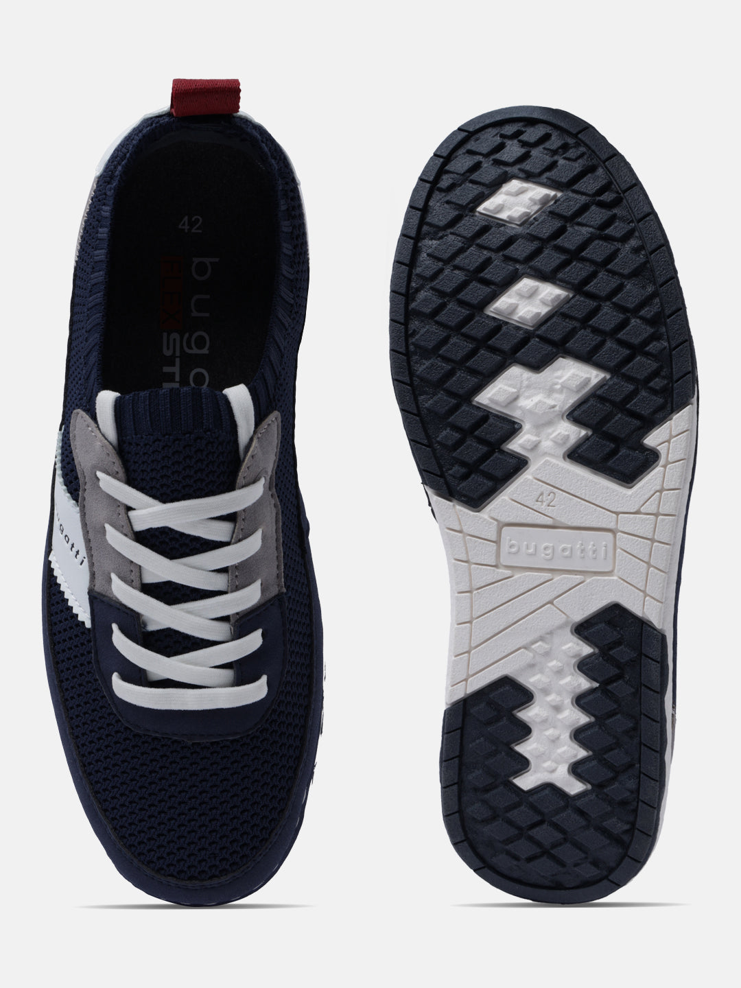 A blue Men's bugatti Sneakers featuring a round plain toe, zero heels heel. Made from textile with a durable tpr outsole, this laces design offers both style and comfort.