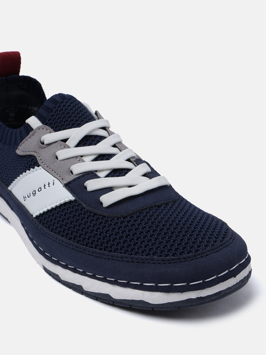 A blue Men's bugatti Sneakers featuring a round plain toe, zero heels heel. Made from textile with a durable tpr outsole, this laces design offers both style and comfort.