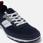A blue Men's bugatti Sneakers featuring a round plain toe, zero heels heel. Made from textile with a durable tpr outsole, this laces design offers both style and comfort.