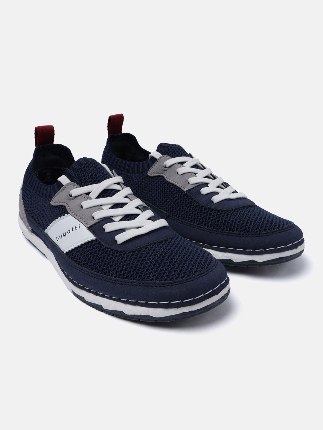 A blue Men's bugatti Sneakers featuring a round plain toe, zero heels heel. Made from textile with a durable tpr outsole, this laces design offers both style and comfort.