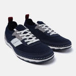 A blue Men's bugatti Sneakers featuring a round plain toe, zero heels heel. Made from textile with a durable tpr outsole, this laces design offers both style and comfort.