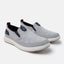 A grey Men's bugatti Casual Loafers featuring a round plain toe, zero heels heel. Made from synthetic with a durable eva outsole, this slip-on design offers both style and comfort.